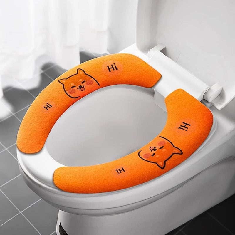 Alunsito 10 Pairs Bathroom Toilet Seat Covers, Washable Reusable Orange Cushions, Warmer Seat Pads - Image 1